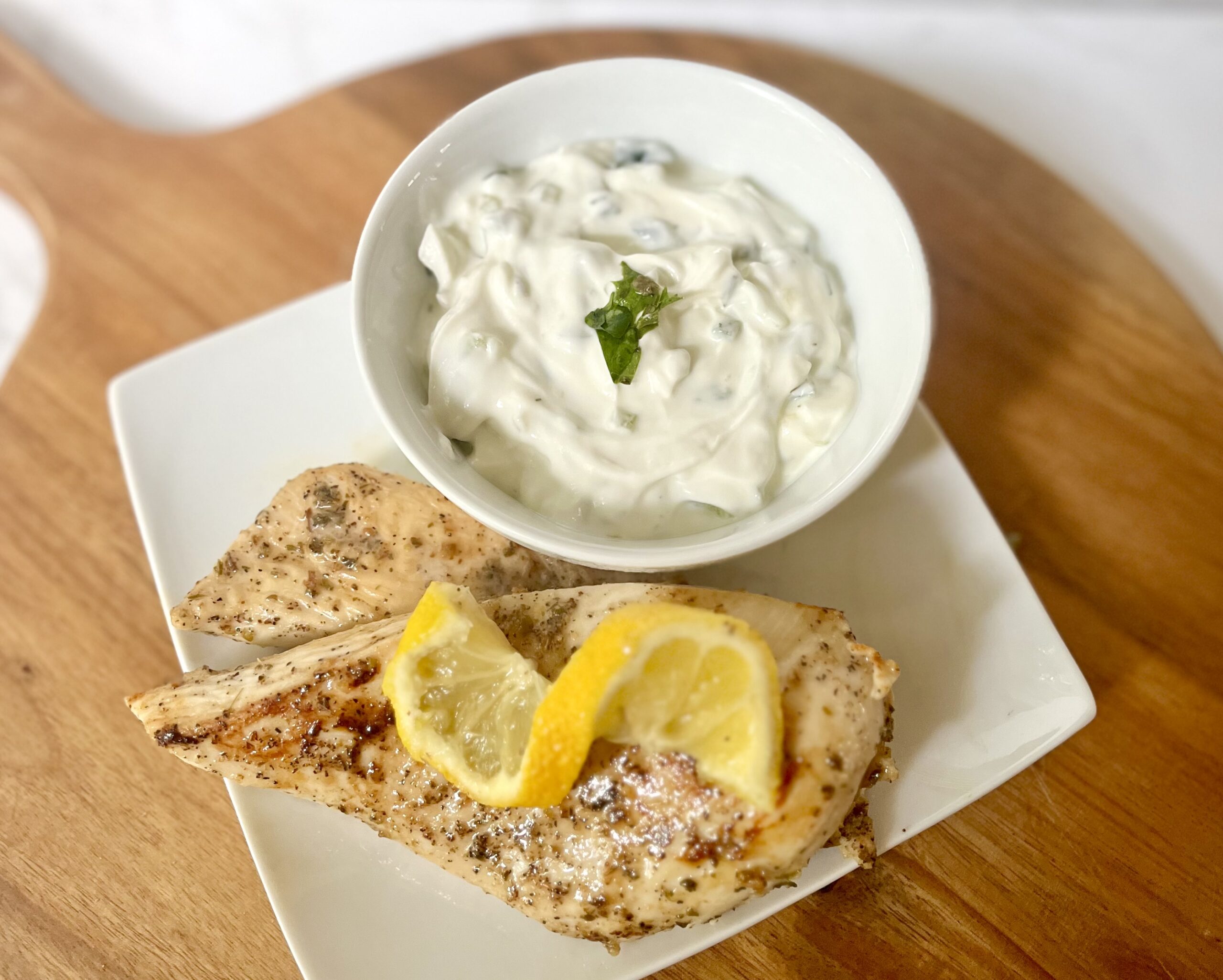 Easy Greek Lemon Chicken with Homemade Tzatziki Dip